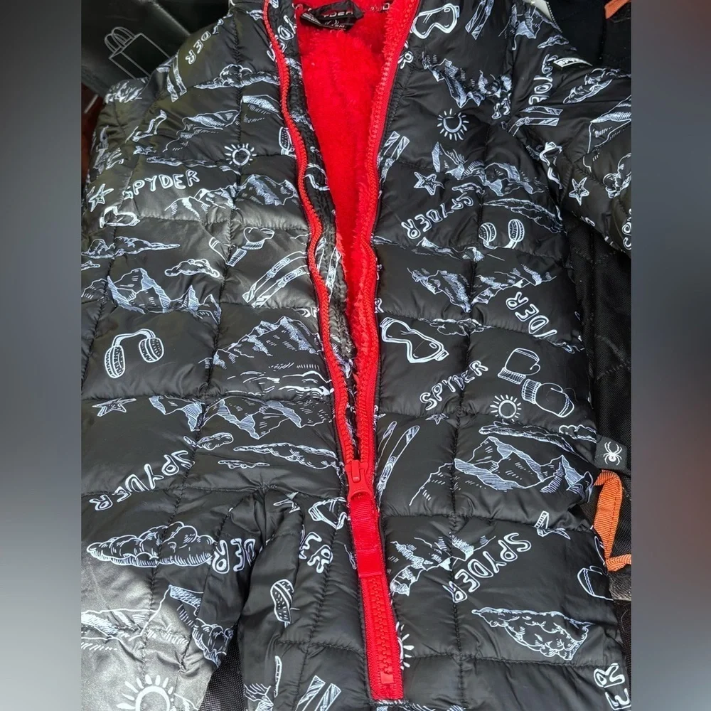 Spyder Black and Red Hooded Snowsuit, 18 mo